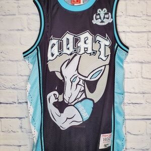 HGC Men's Black and Light Blue Graphic Jersey